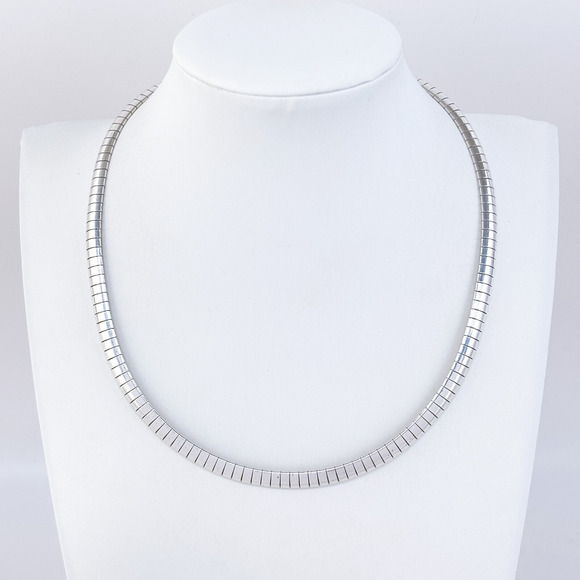 Vintage Italy Sterling Silver 925 Omega Necklace 16" - Picture 1 of 5